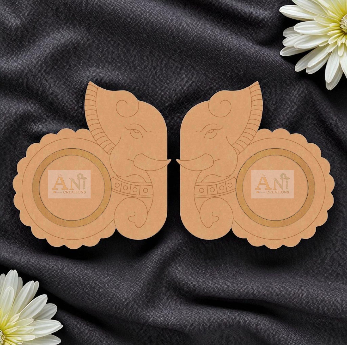 MDF Premarked Elephant Pair T-Light Holder