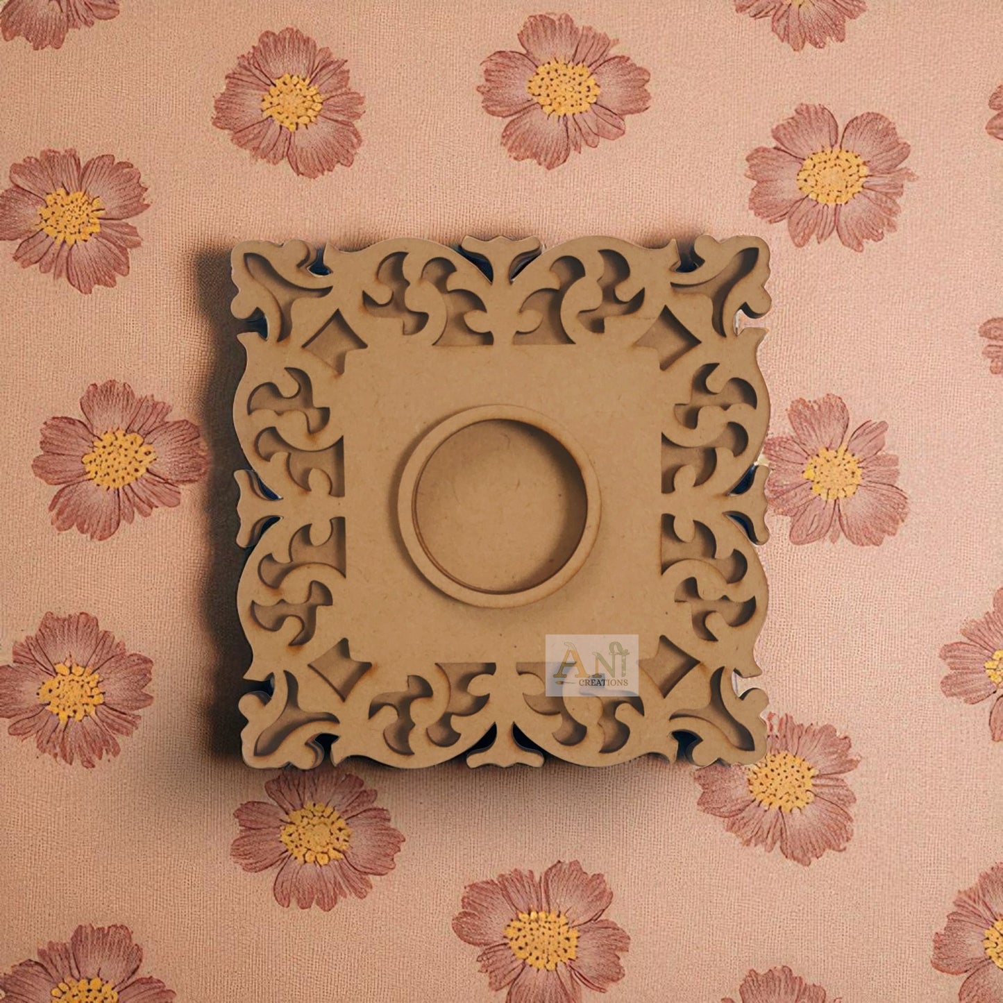 MDF Square  Designer 3 Layer MDF T-Light Holder