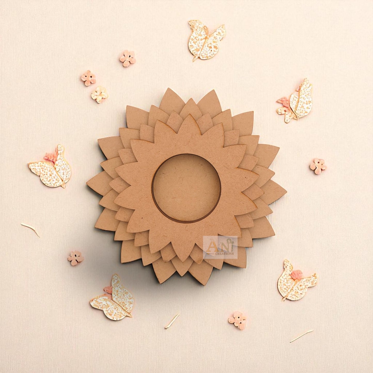 MDF Pushpavali T-Light Candle Holder