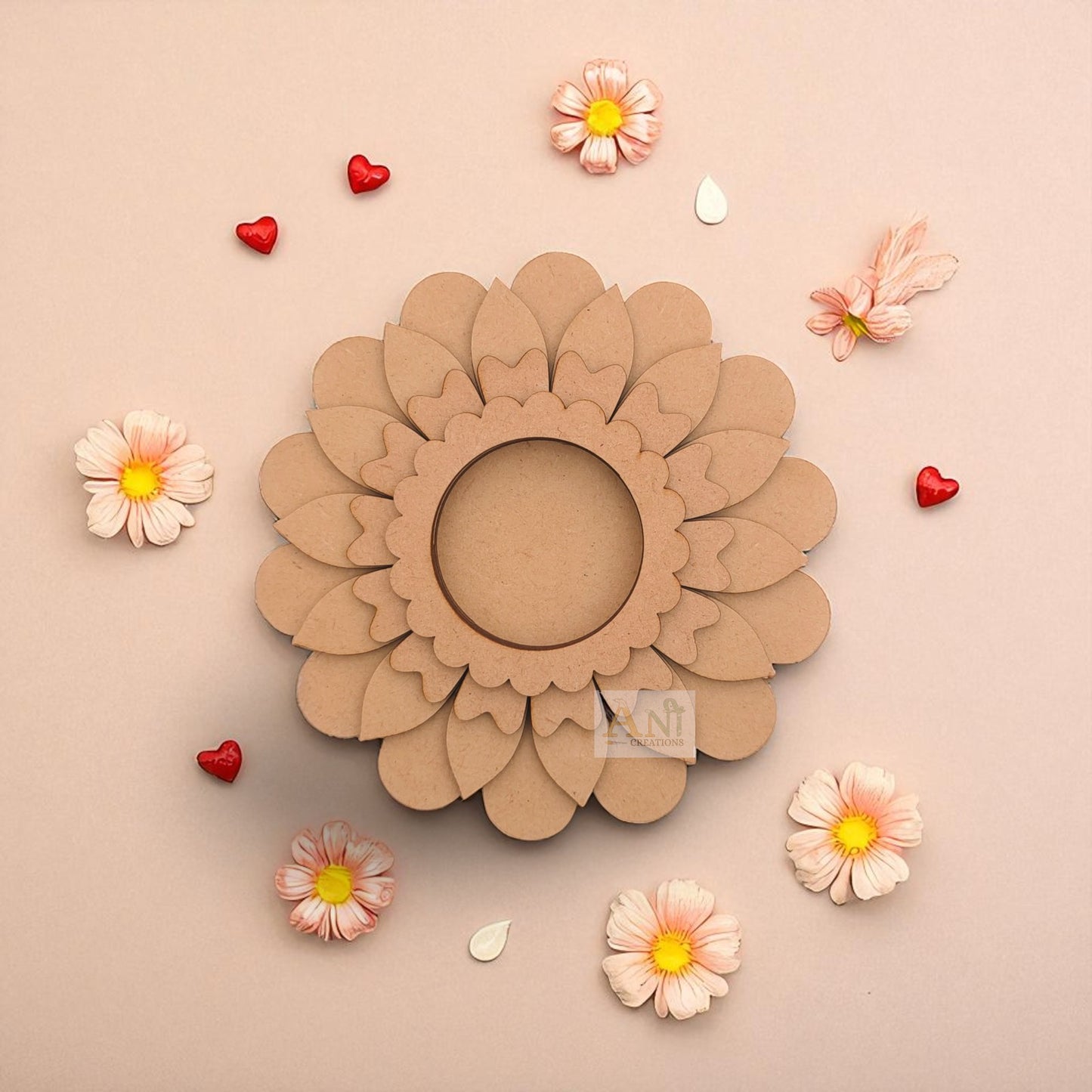 MDF Zinia Floral T-Light Holder