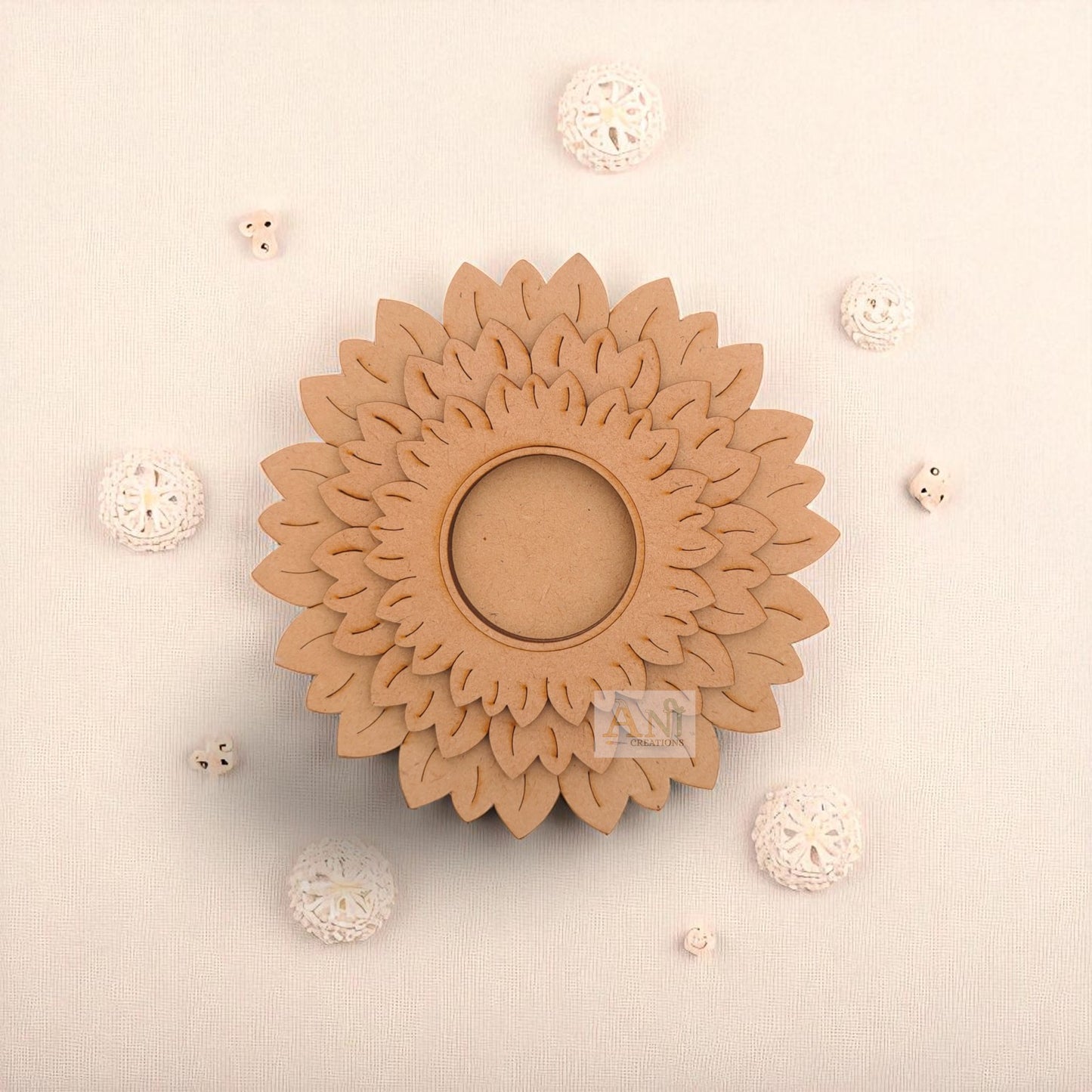 MDF Premarked Suryamukhi T-Light  Holder