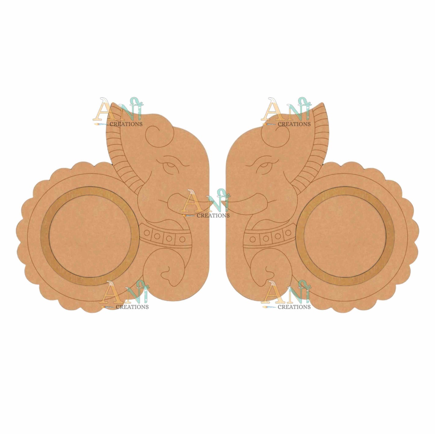 MDF Premarked Elephant Pair T-Light Holder