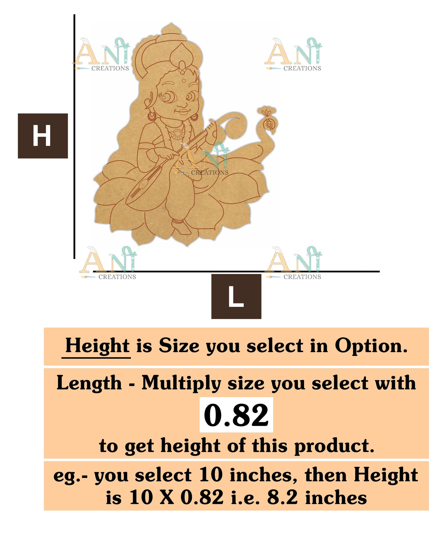 Saraswati maa MDF Cutout