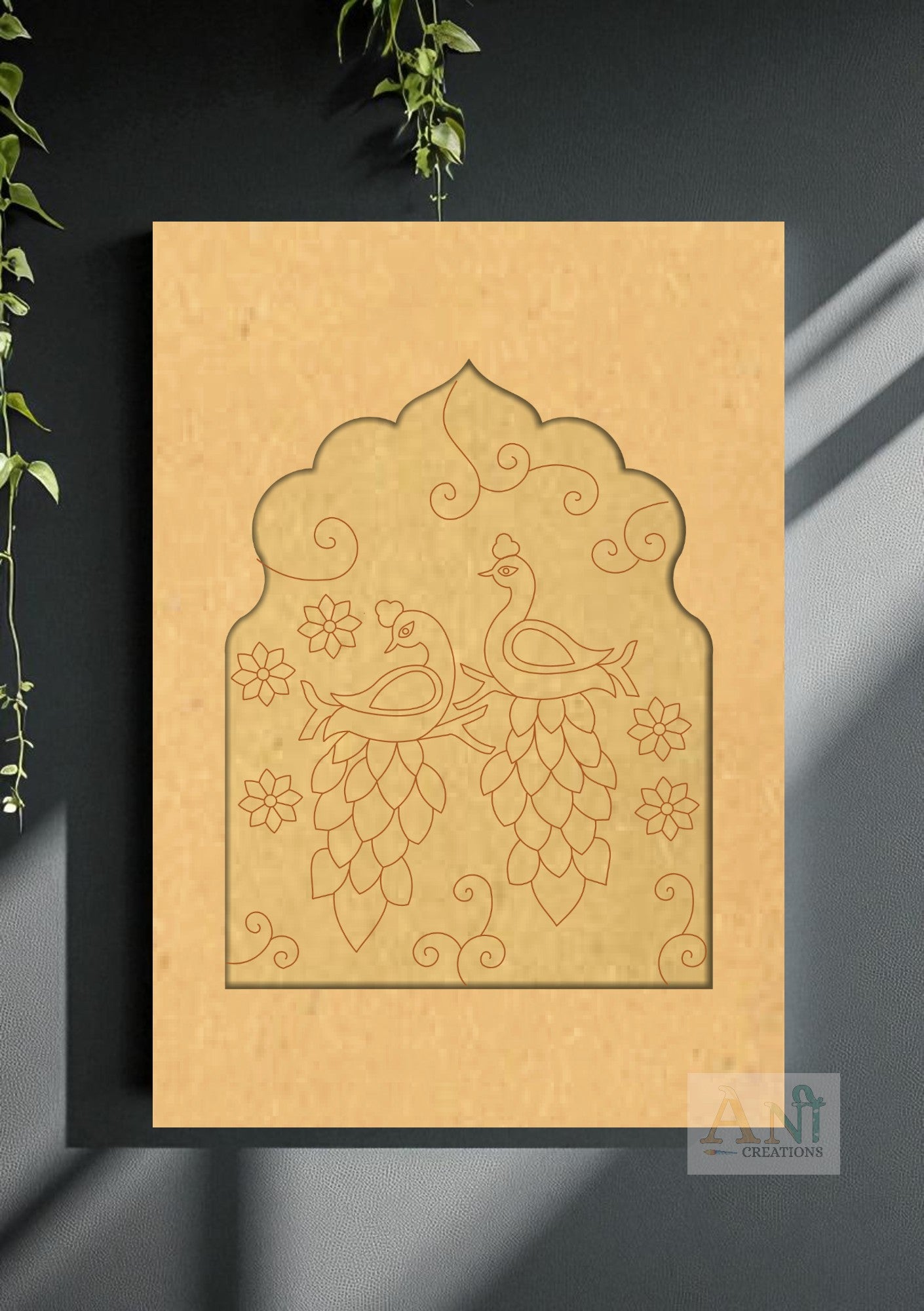 Jharokha premarked peacock 2 MDF