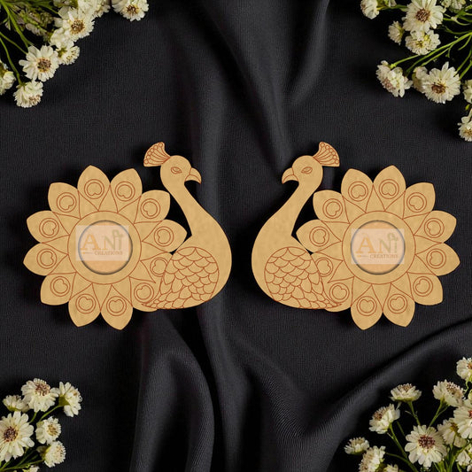 MDF Premarked  Peacock Pair T-Light Holder