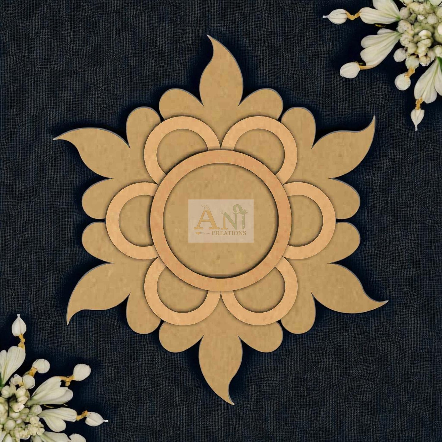 MDF 3 Layer Floral 3 T-Light Holder