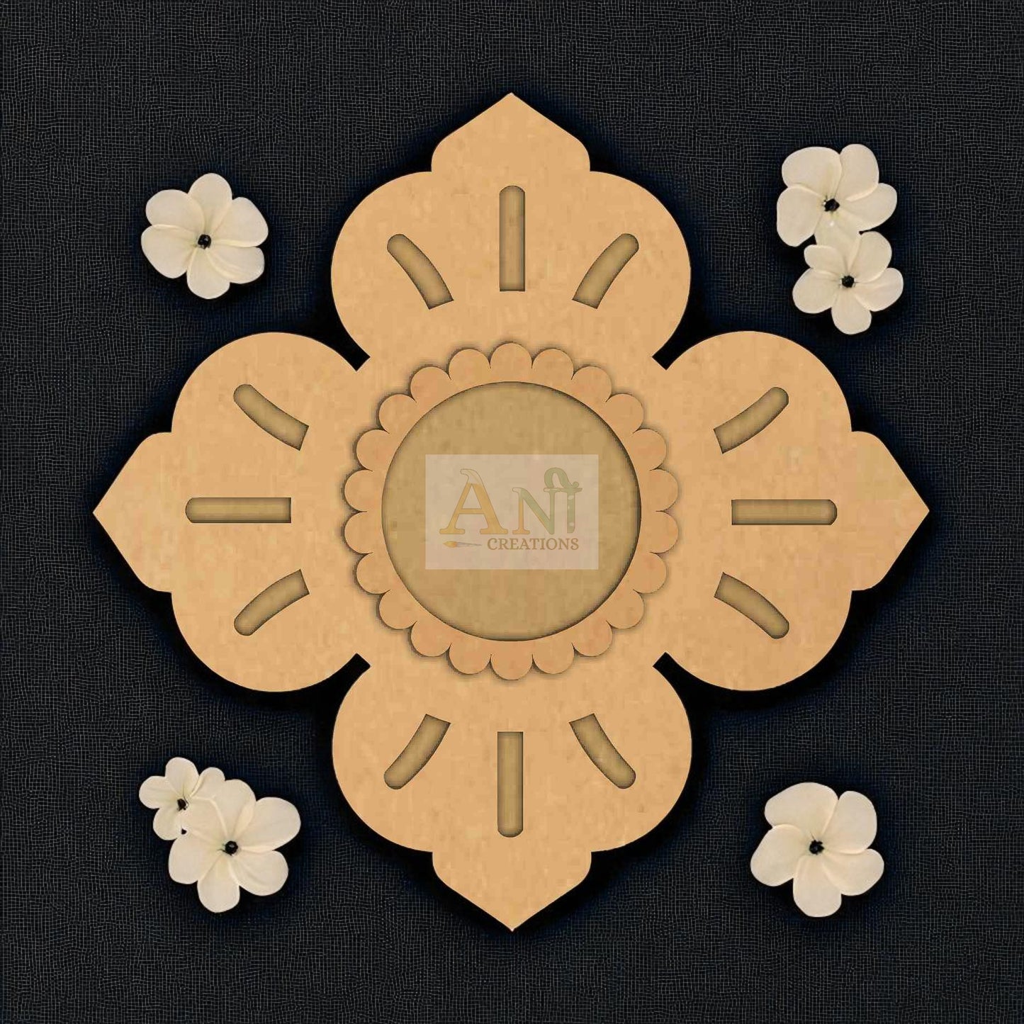 MDF 3 Layer Floral 2 T-Light Holder