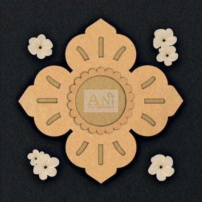 MDF 3 Layer Floral 2 T-Light Holder