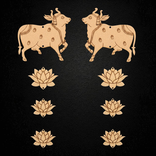 Cow with Lotus hanging MDF Cutout