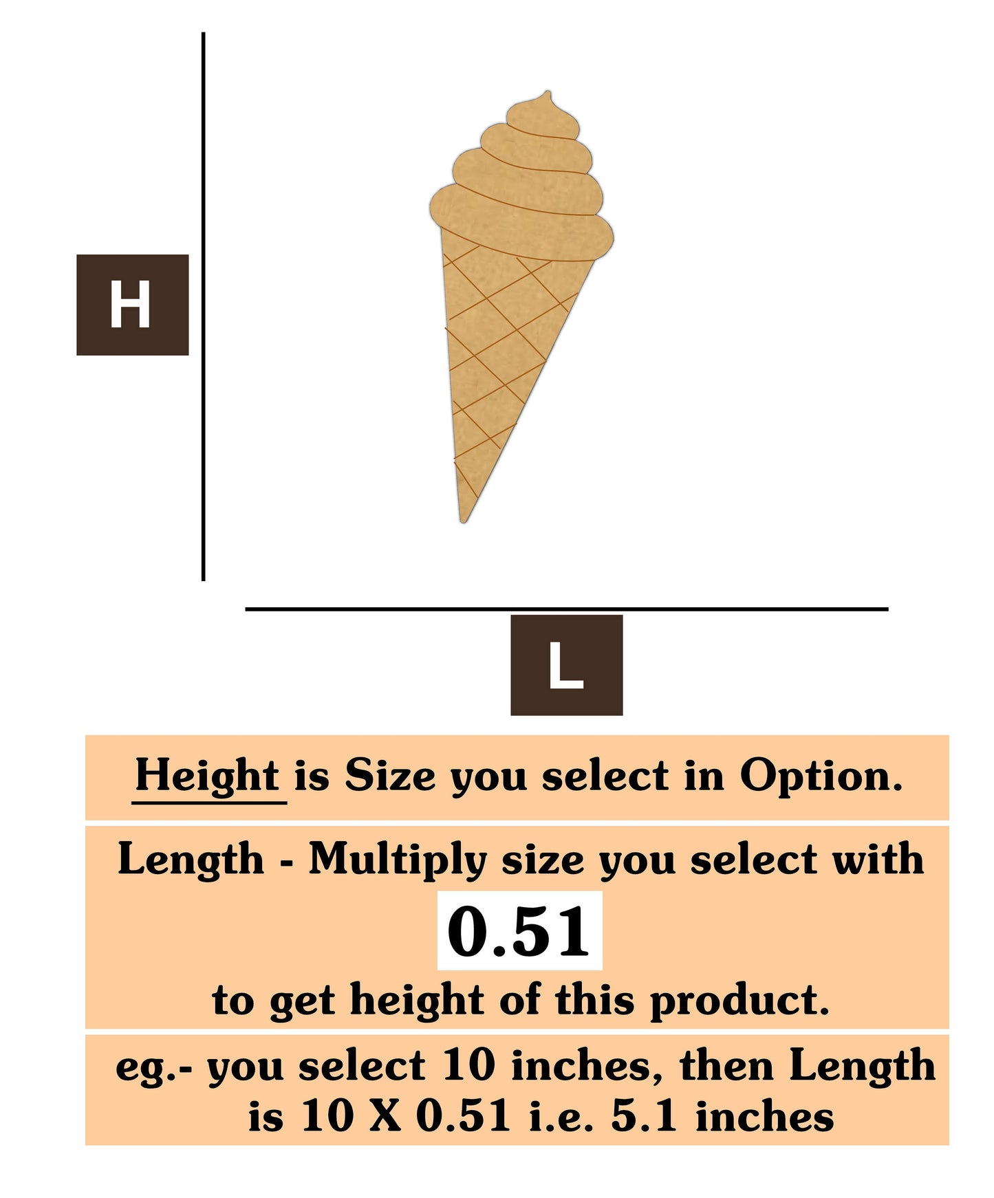 Ice-cream Cone 1 MDF Cutout