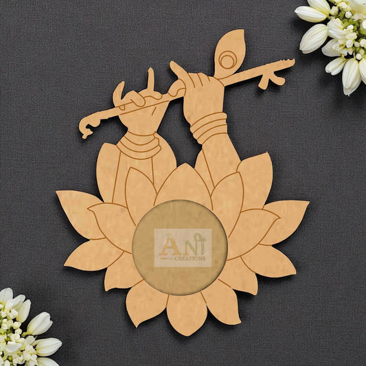 MDF Lotus Krishna Flute Hand T-Light Holder