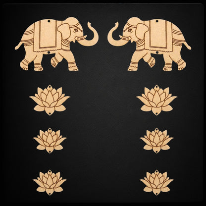 Elephant with Lotus hanging MDF Cutout