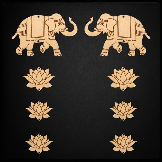 Elephant with Lotus hanging MDF Cutout