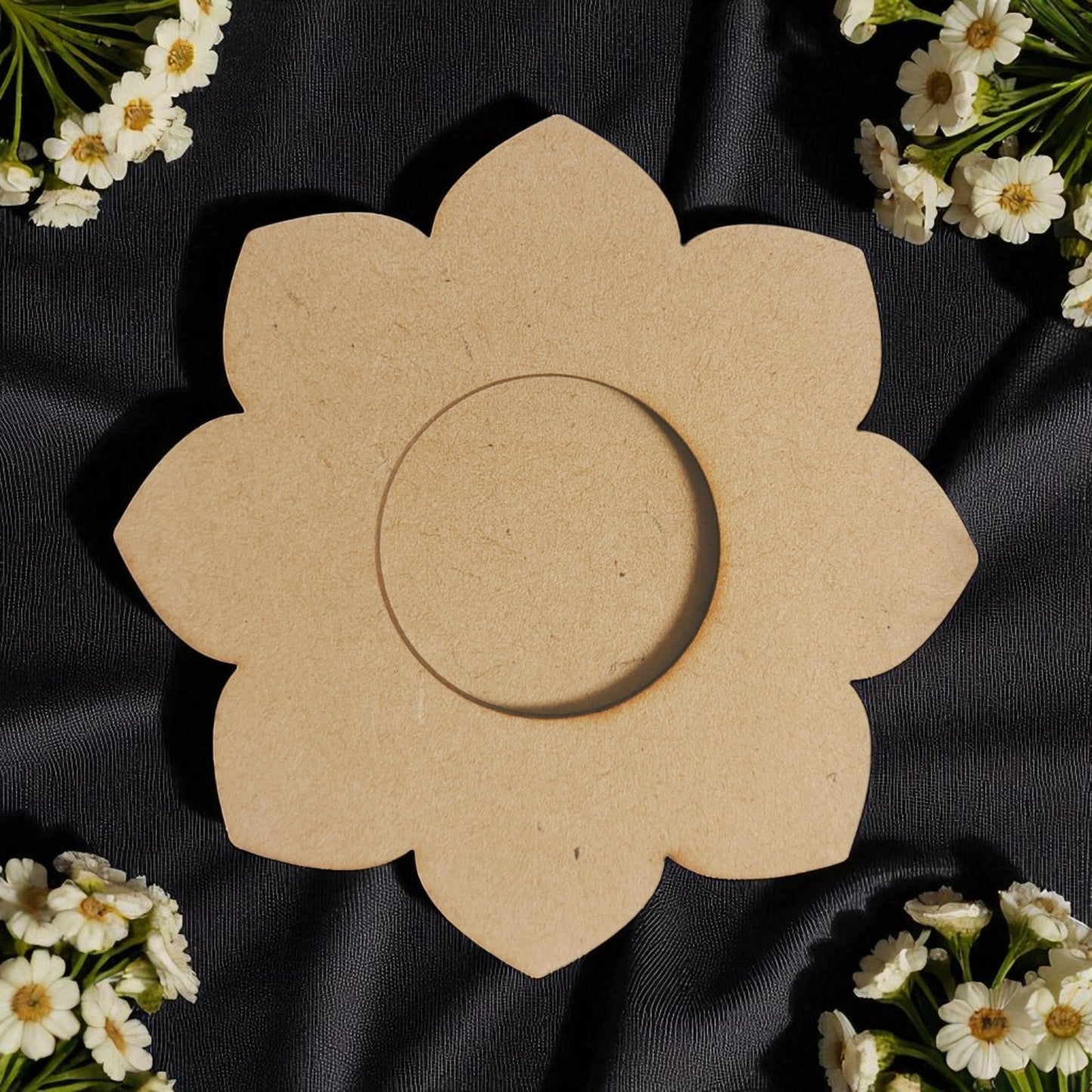 MDF 8 Petal Flower 1 T-Light Holder
