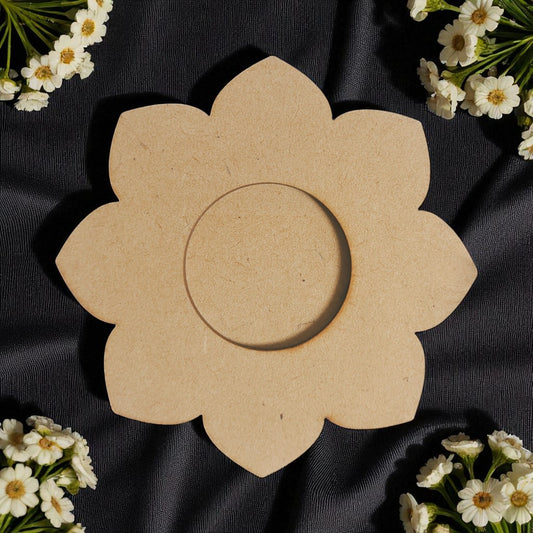 MDF 8 Petal Flower 1 T-Light Holder