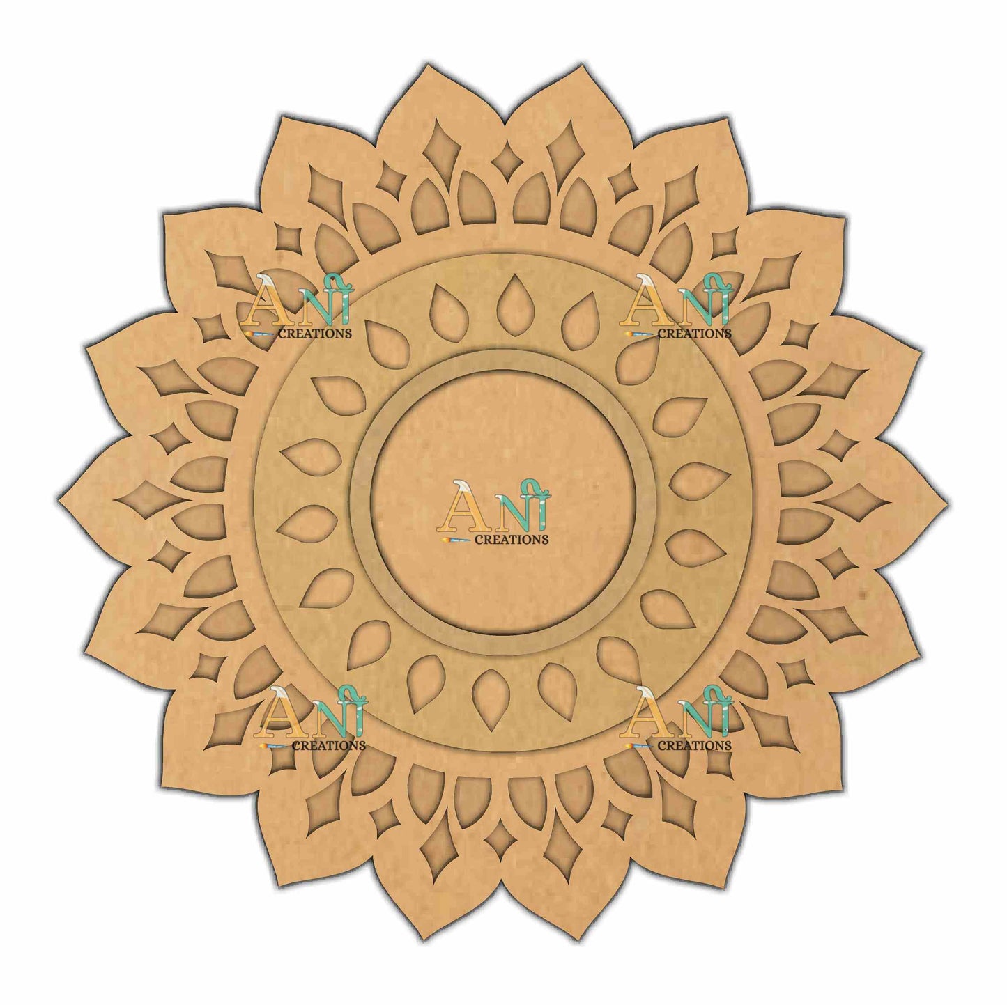 MDF Designer  4 Layer Mandala T-Light Holder