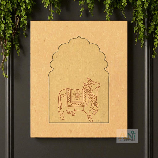 Jharokha premarked pichwai cow 2 MDF