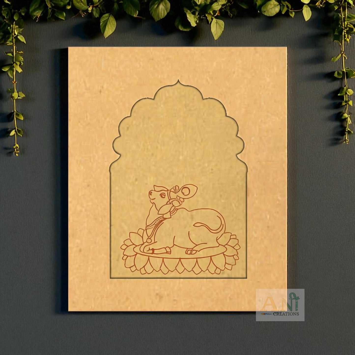 Jharokha premarked pichwai cow 1 MDF