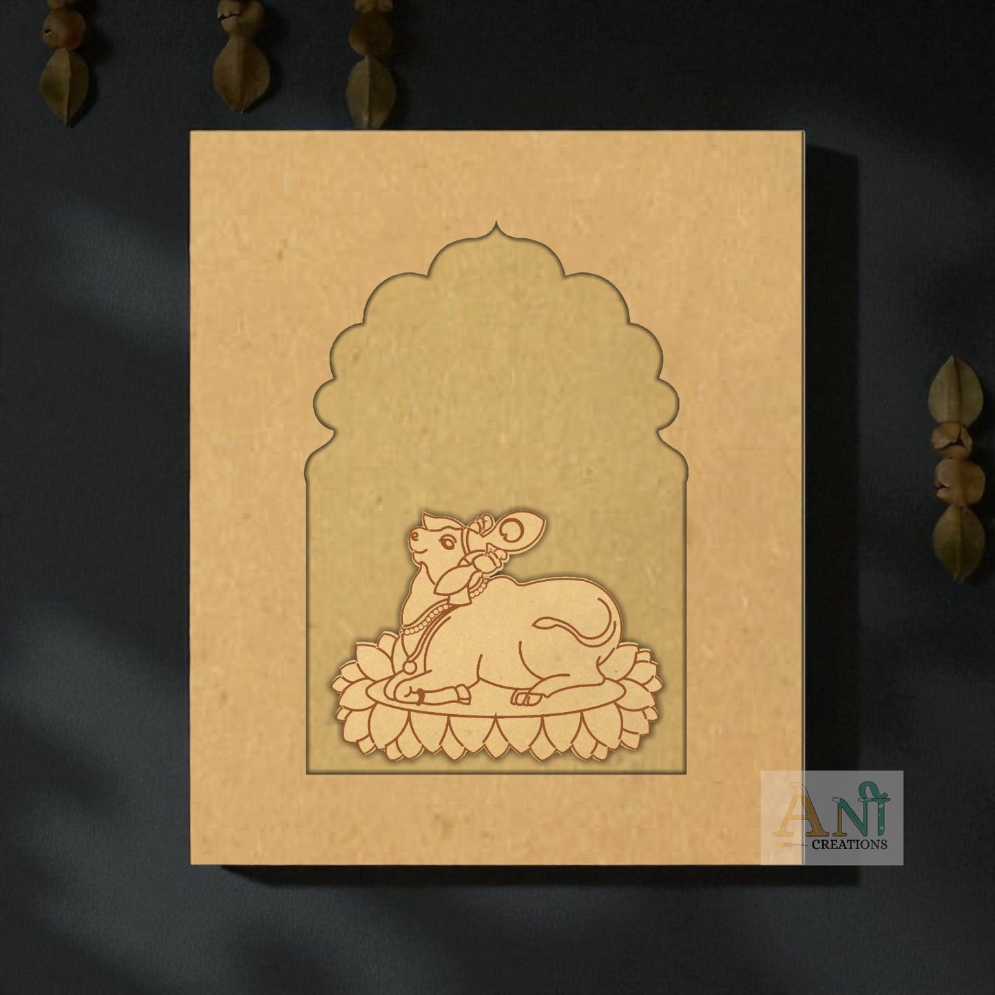 Jharokha with Pichwai Cow 1 Mdf Cutout
