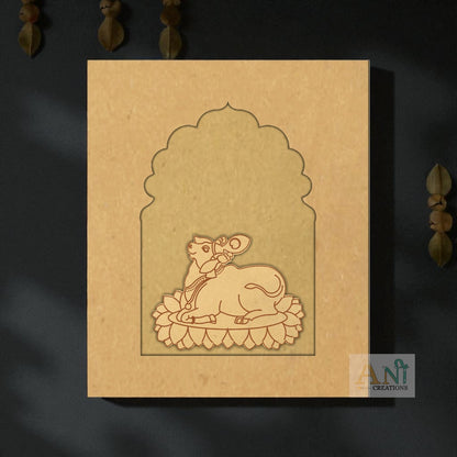 Jharokha with Pichwai Cow 1 Mdf Cutout