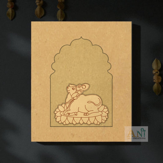 Jharokha with Pichwai Cow 1 Mdf Cutout