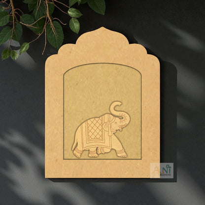 Jharokha with Elephant Mdf Cutout