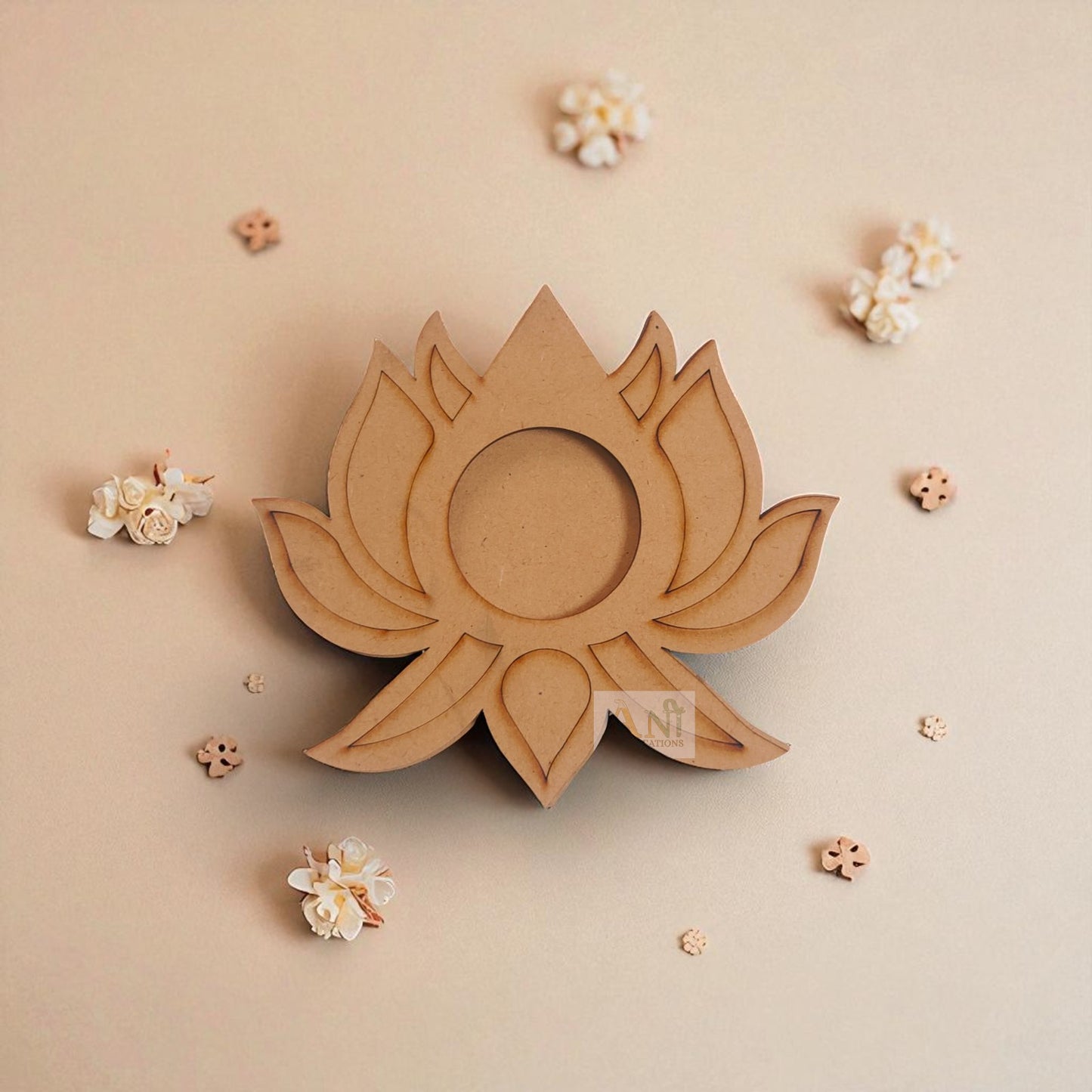 MDF Premarked Lotus T-Light Holder