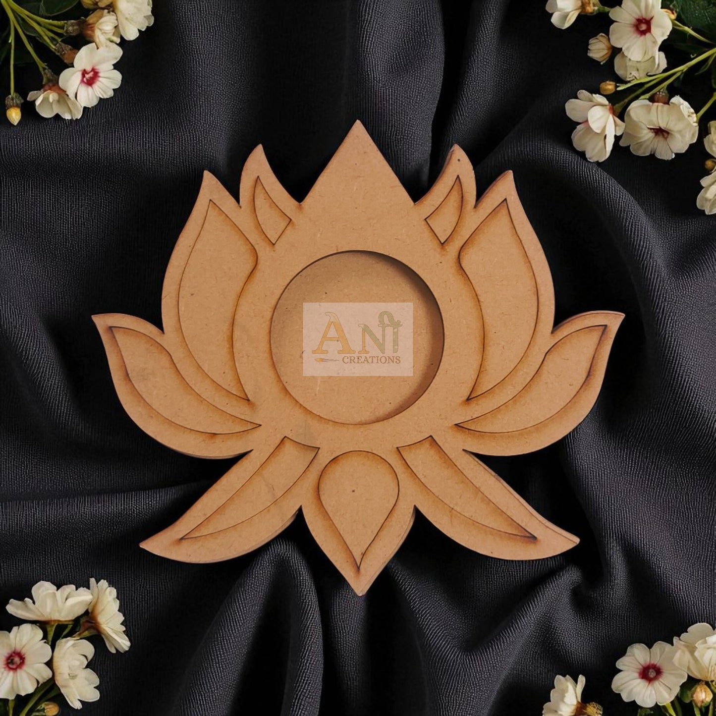 MDF Premarked Lotus T-Light Holder