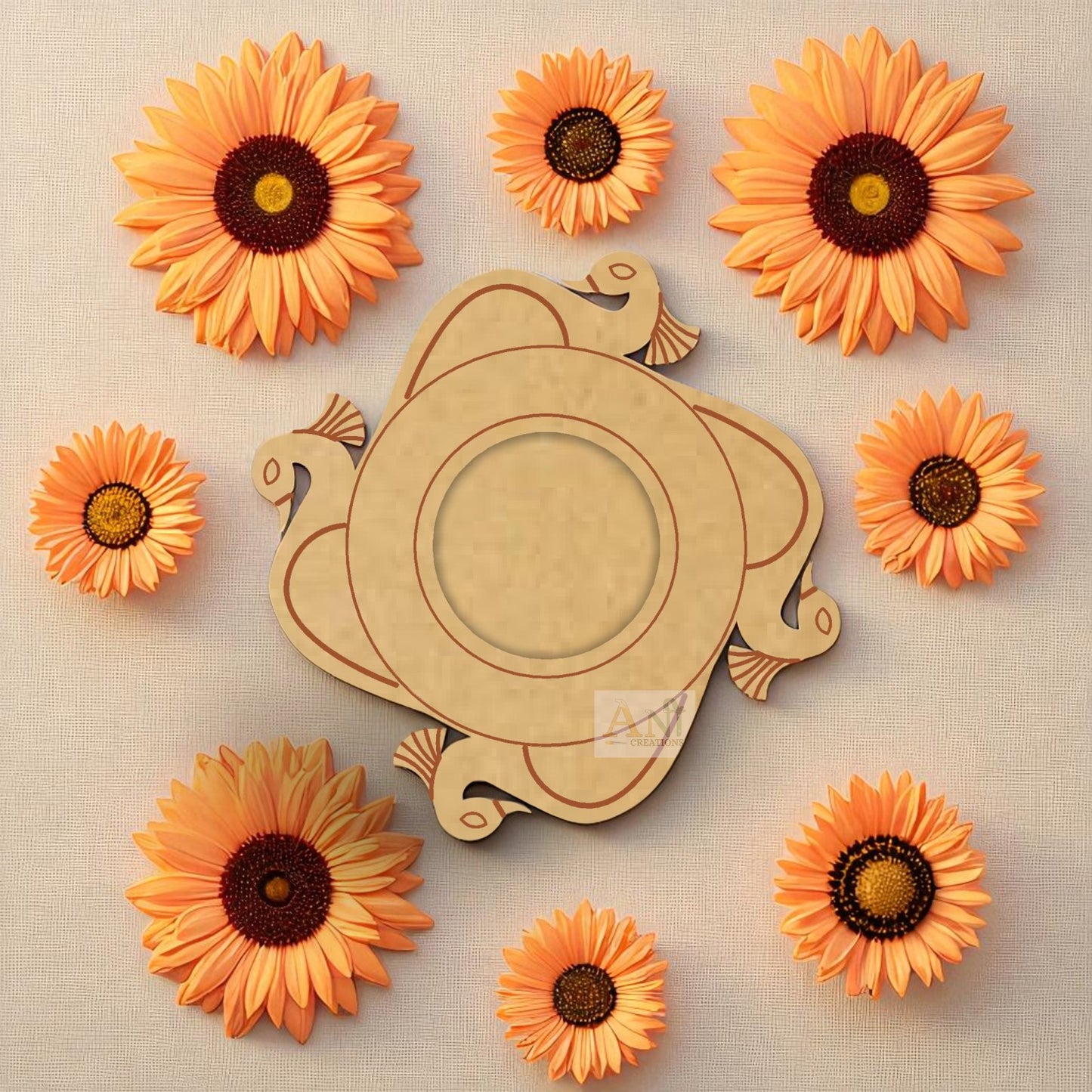 MDF Premarked Peacock 2 T-Light Holder