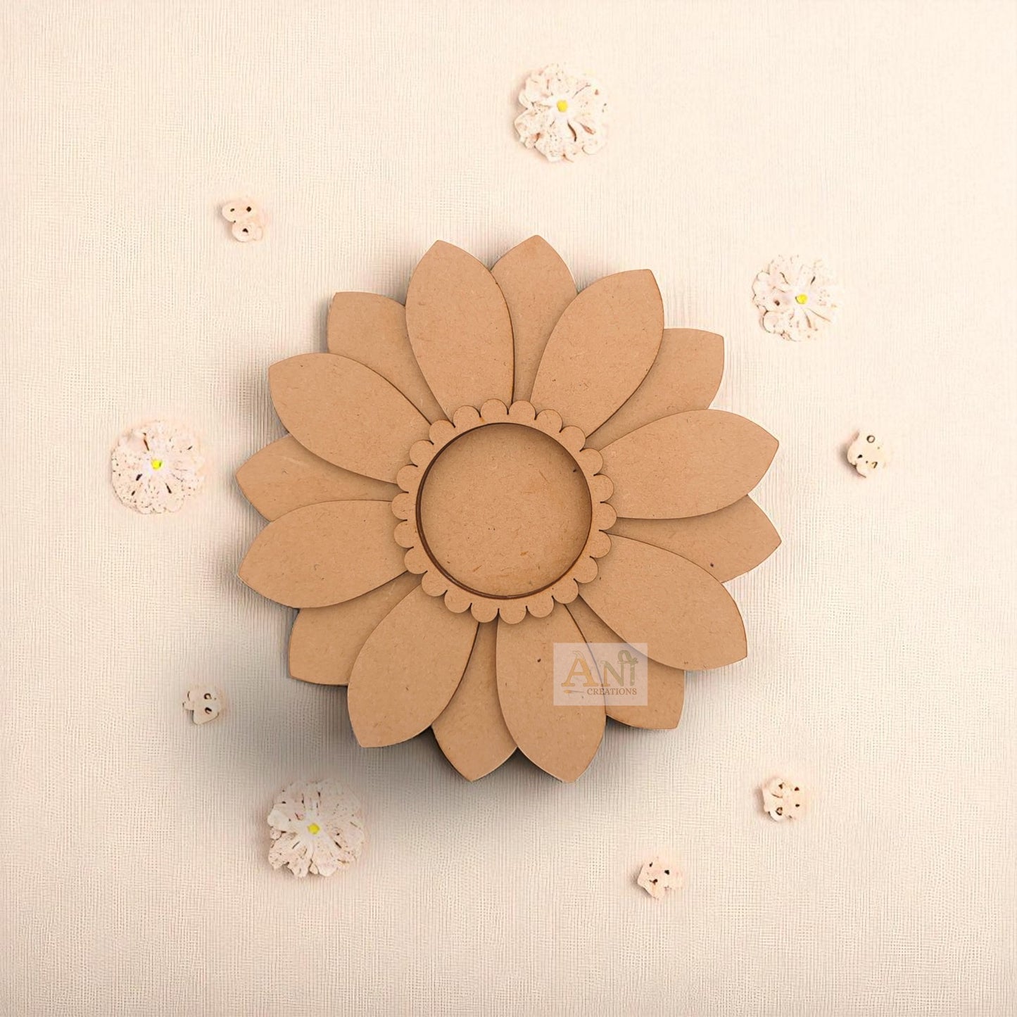 MDF 3 Layer Floral T-Light Holder