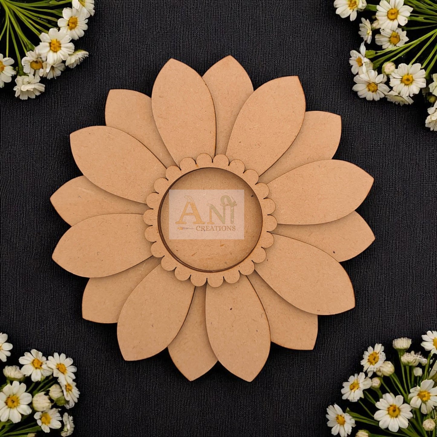 MDF 3 Layer Floral T-Light Holder