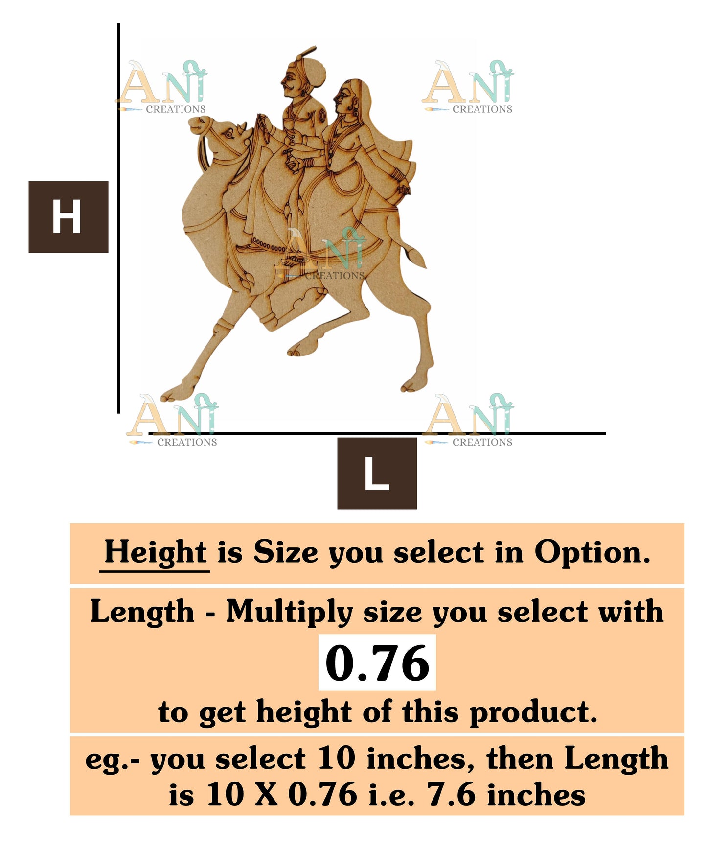Rajasthani couple on camel MDF cutout