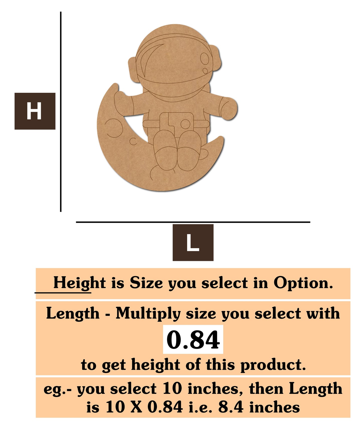 Astronaut On Moon MDF Cutout