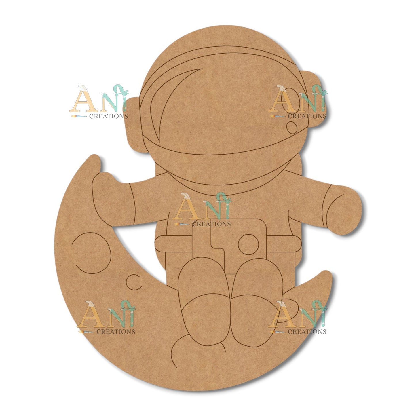 Astronaut On Moon MDF Cutout