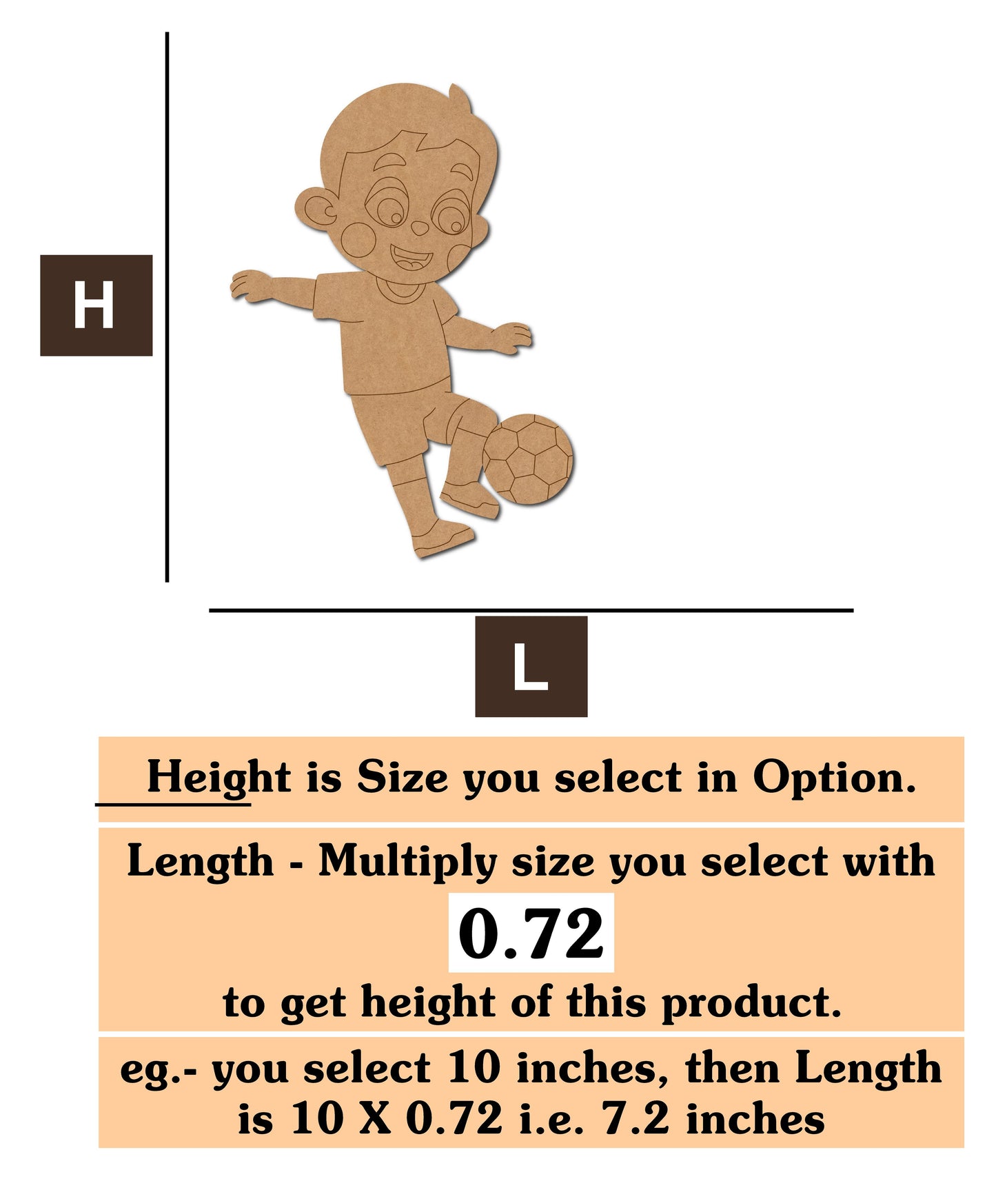 Boy Playing Football MDF Cutout