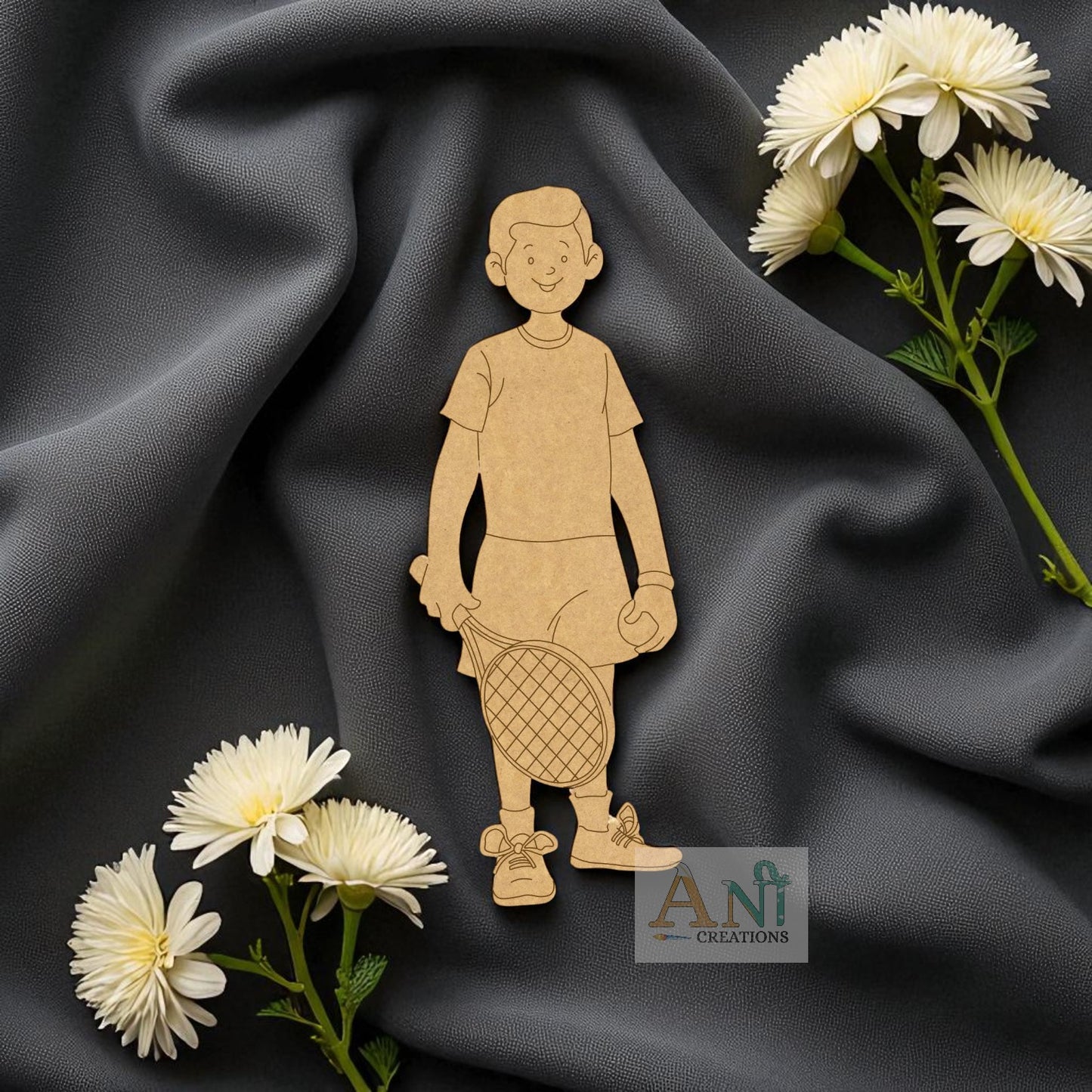 Boy Tennis Player MDF Cutout