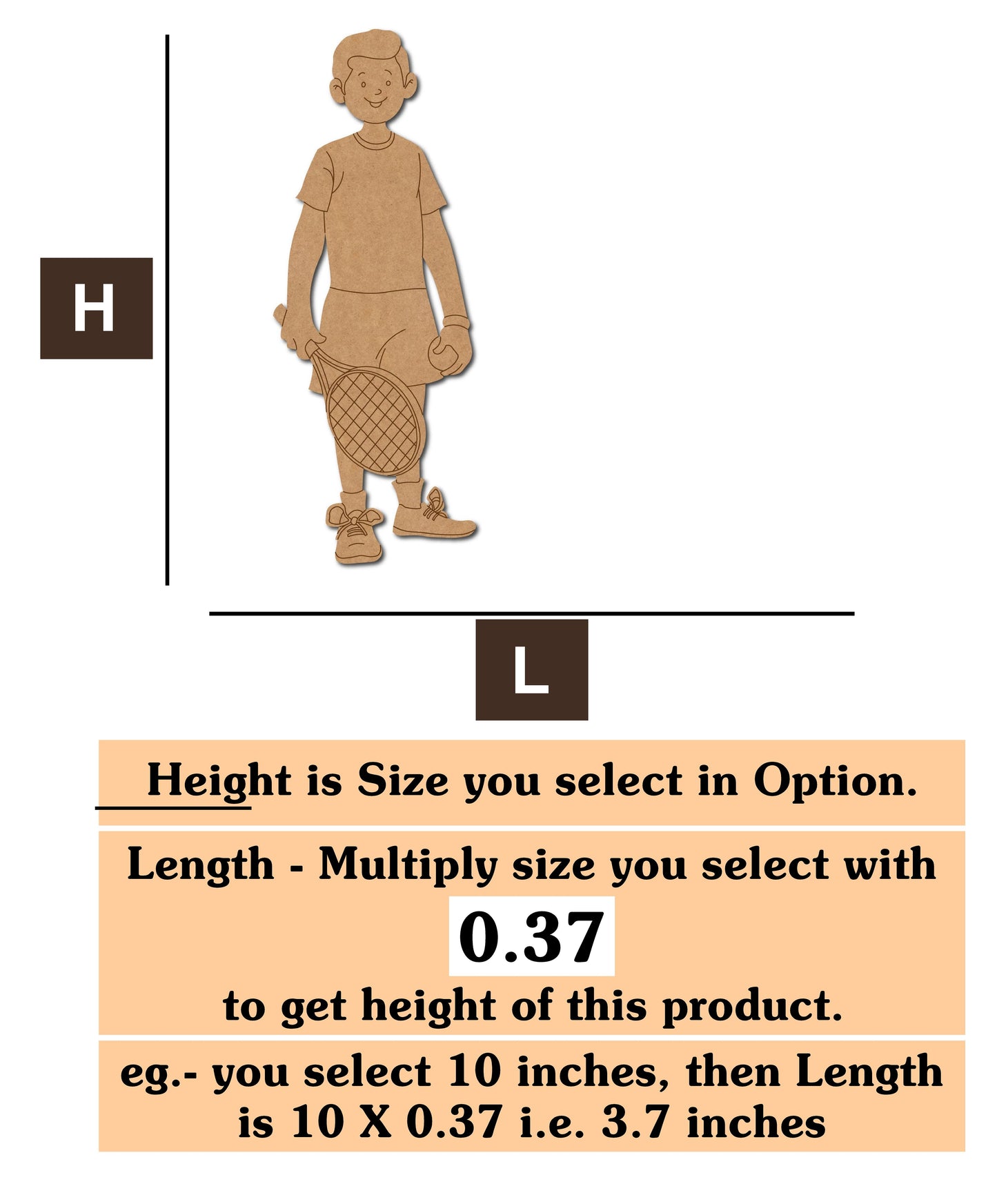 Boy Tennis Player MDF Cutout