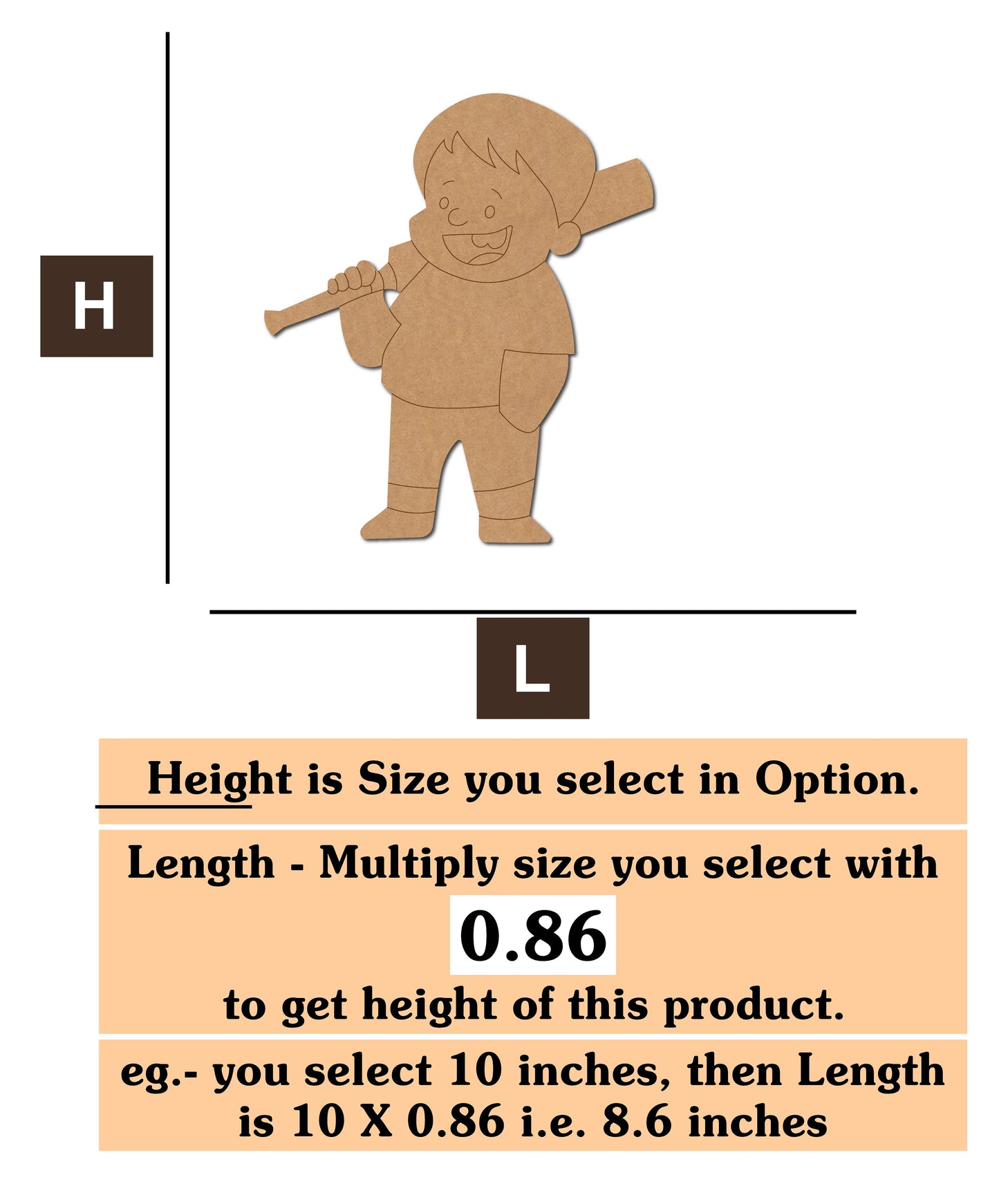 Boy With Bat MDF Cutout