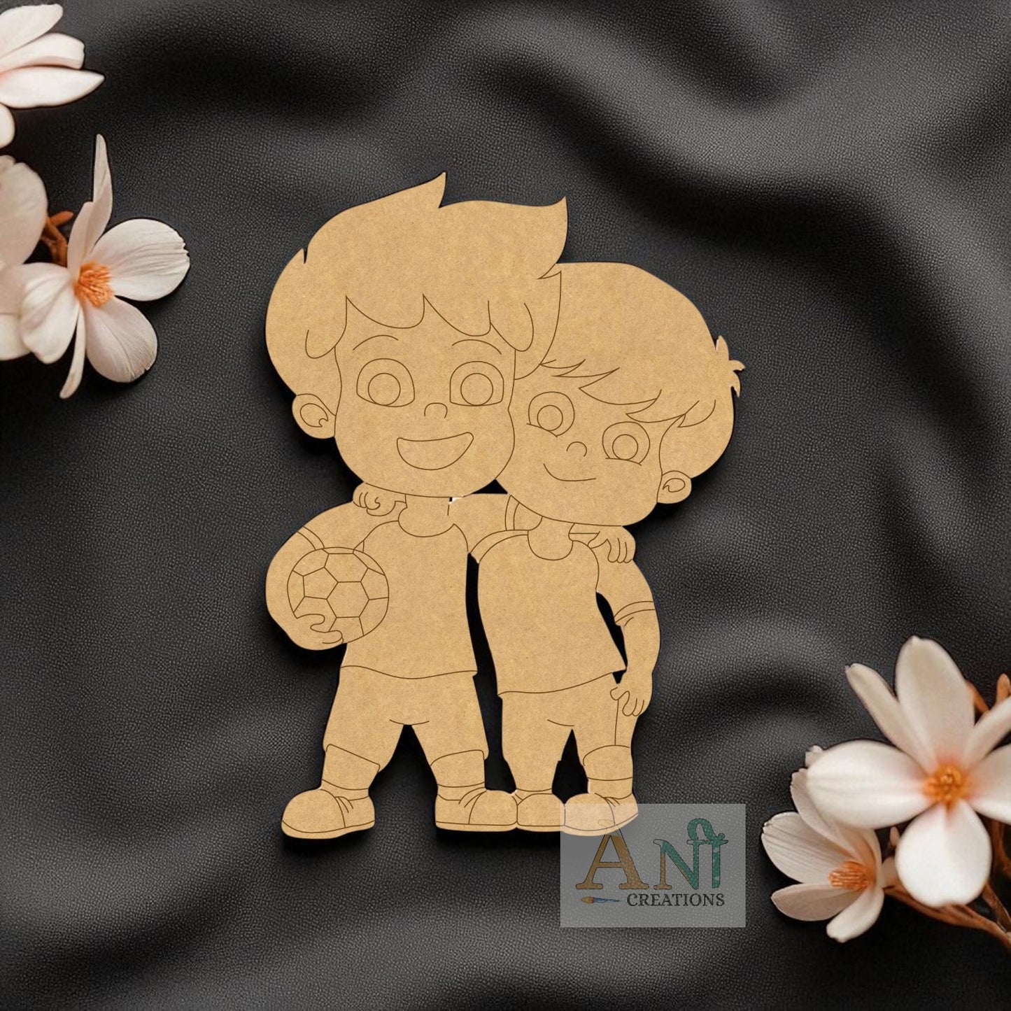 Boys With Football MDF Cutout