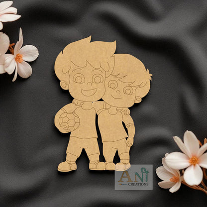 Boys With Football MDF Cutout