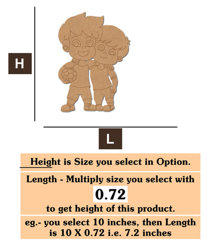 Boys With Football MDF Cutout