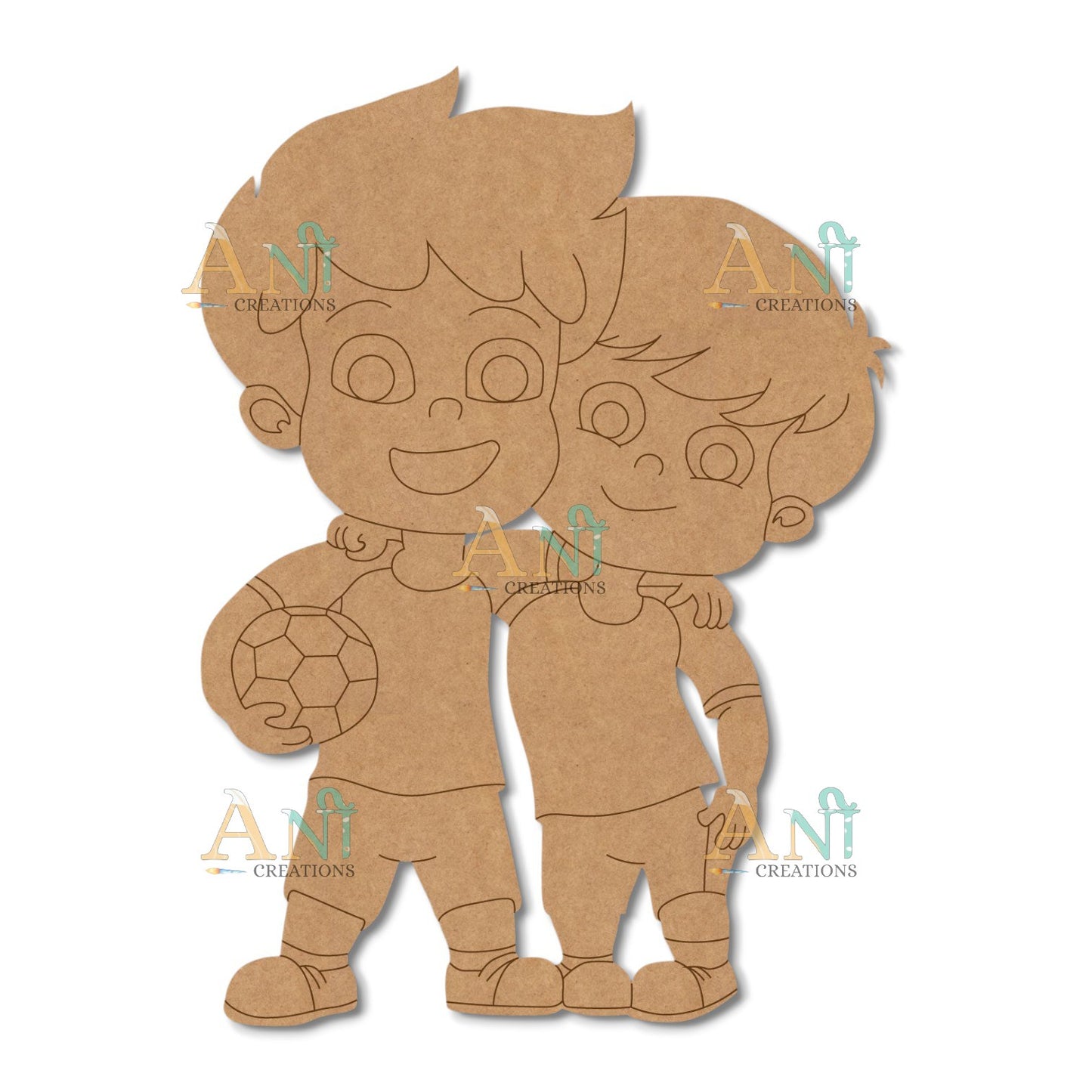 Boys With Football MDF Cutout