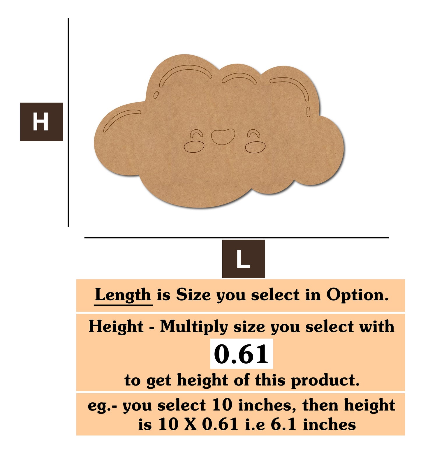 Cloud Premarked MDF Cutout