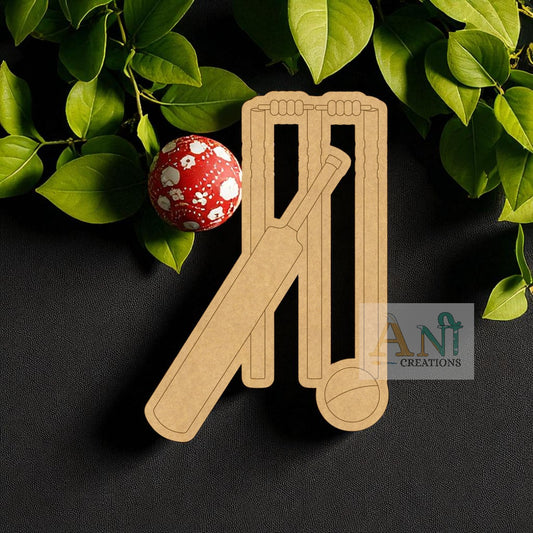 Cricket Wicket Bat Ball MDF Cutout