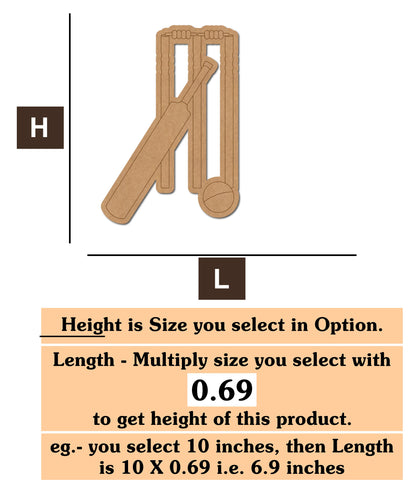 Cricket Wicket Bat Ball MDF Cutout
