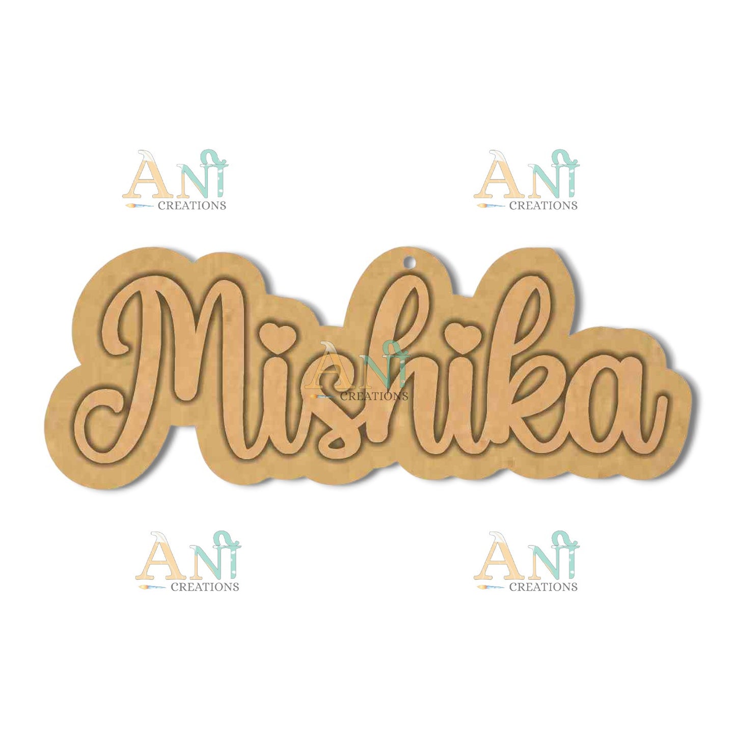 Customise name Keychain Cutout MDF Design 2