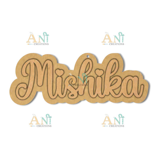 Customise name Keychain Cutout MDF Design 2