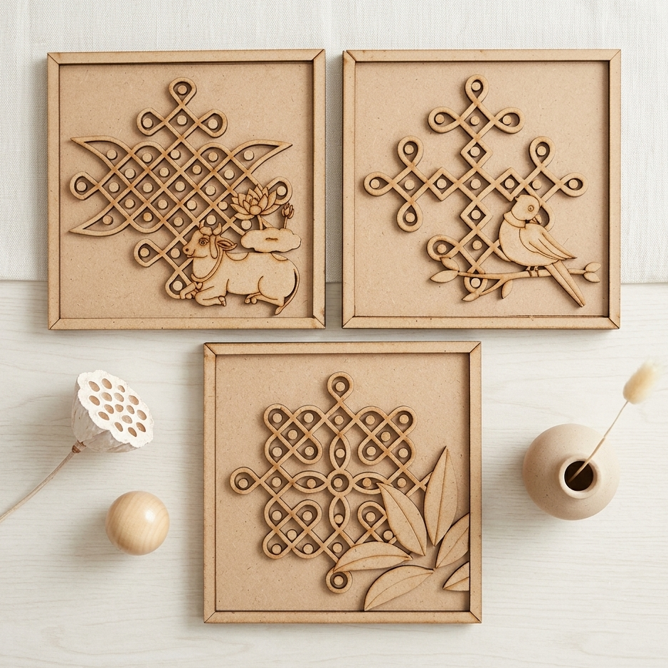 MDF layered Kolam base set of 3 new