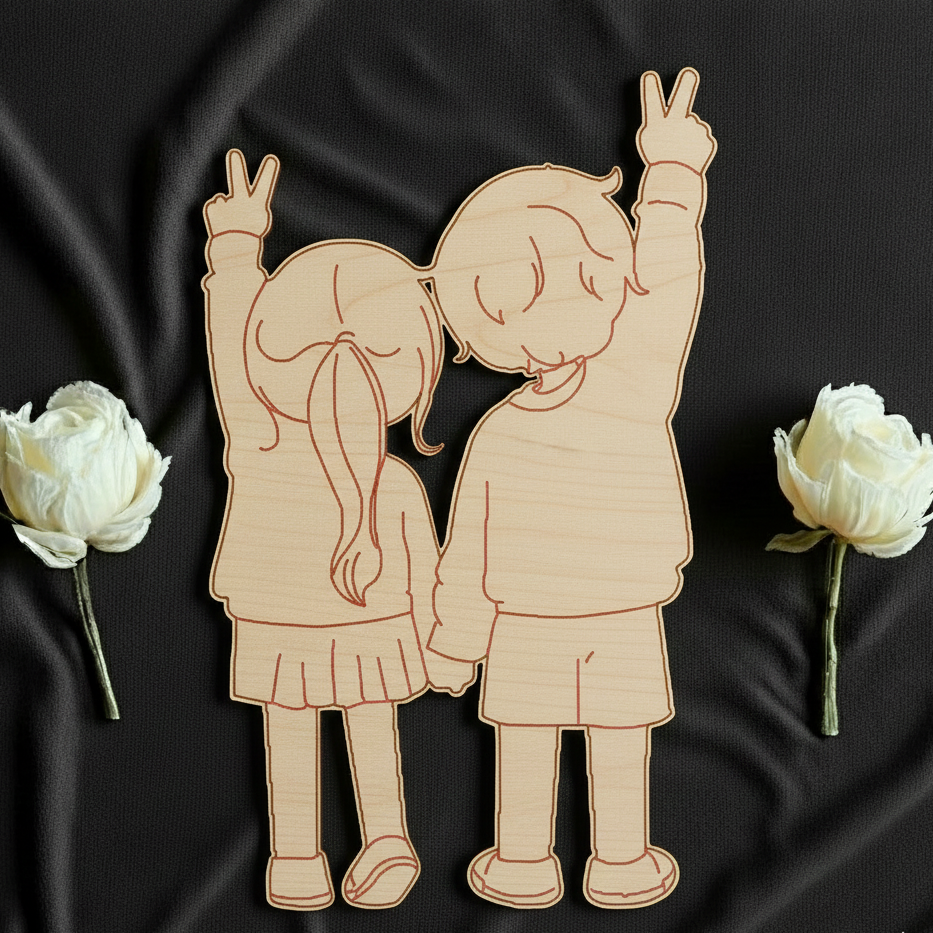 Girl and Boy 3 MDF Cutout
