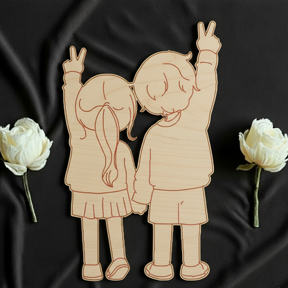 Girl and Boy 3 MDF Cutout
